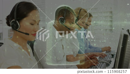 Call centre agents are working at the office Call centre agents are working at the office 115908257