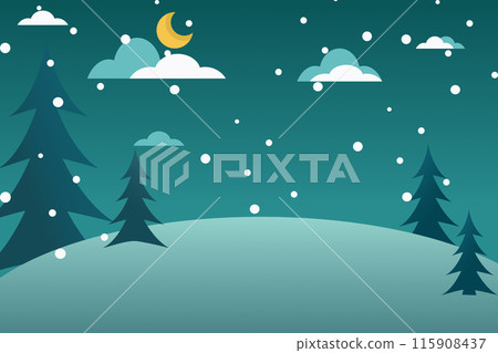 Christmas background in winter with snow falling 115908437