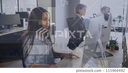 The colleagues are typing on their computers 115908492