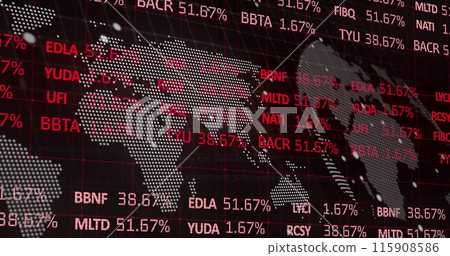 Image of financial data processing over world map 115908586