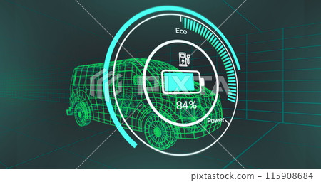Image of digital car interface and data processing over 3d model of car Image of digital car interface and data processing over 3d model of car 115908684