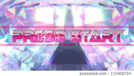 Image of press start text over glowing crystal Image of press start text over glowing crystal 115908724