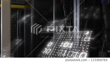 Image of binary coding and data processing over computer servers 115908769