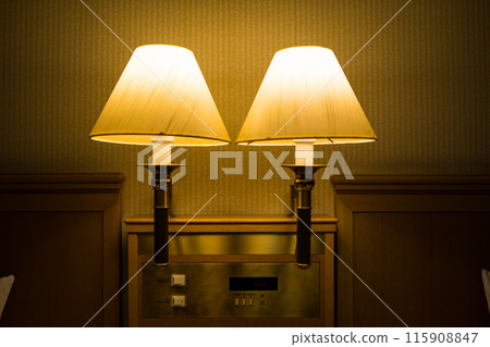 Hotel room bedside lighting Hotel room bedside lighting 115908847
