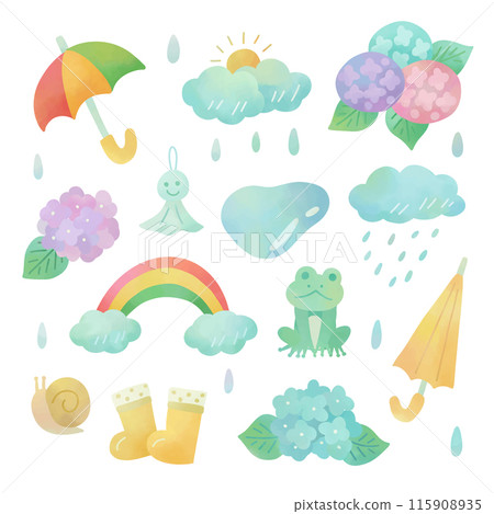 雨季水彩風格插畫 115908935