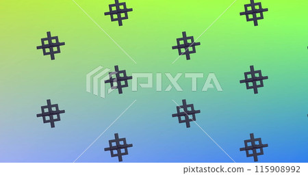 Image of black shapes repeated on green background 115908992