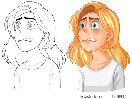 Worried Girl Expression Illustration 115909443