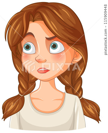 Surprised Girl with Braided Hair 115909448