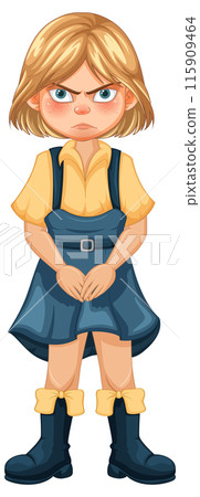 Angry Little Girl in Blue Dress 115909464