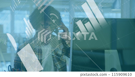 Image of data processing over biracial businessman Image of data processing over biracial businessman 115909610