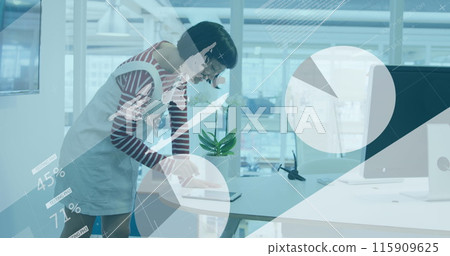 Image of data processing over asian businesswoman 115909625