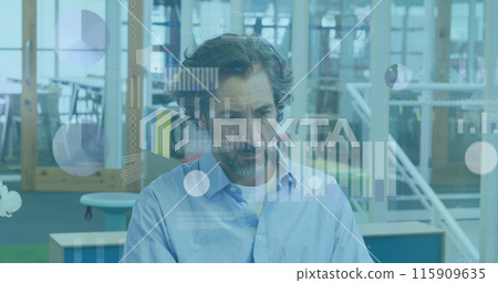 Image of data processing over caucasian businessman 115909635