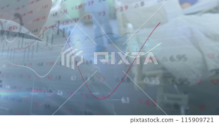 Image of data processing over caucasian female doctor 115909721