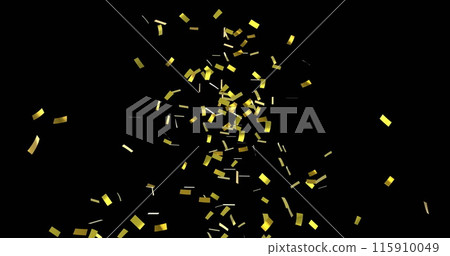 Image of gold confetti floating over black background 115910049