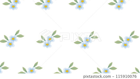 Red particles floating over floral design in seamless pattern against white background 115910076