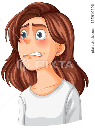 Worried Woman with Brown Hair Worried Woman with Brown Hair 115910896