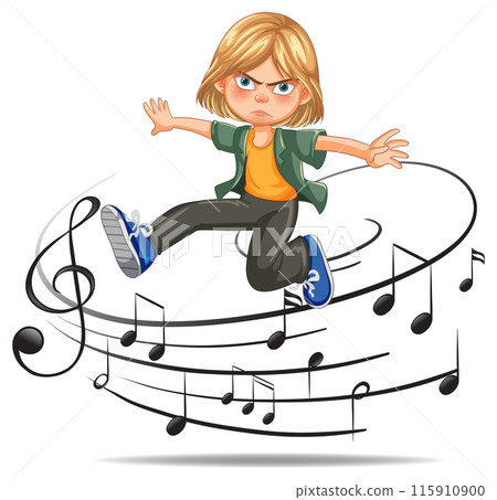 Child Dancing on Musical Notes 115910900