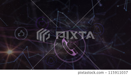 Image of network of connections over data processing 115911037