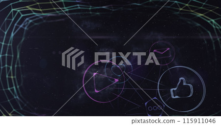 Image of network of connections over blue background 115911046