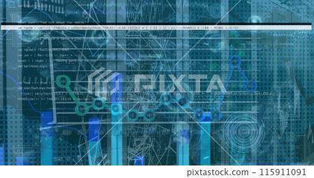 Image of data processing over blue background 115911091