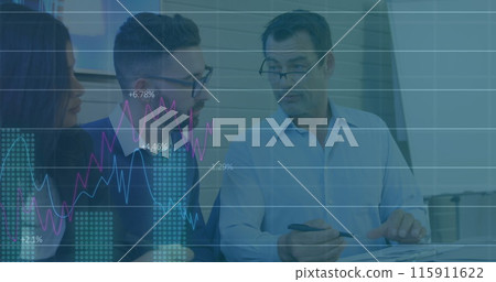 The executives are discussing a document in the conference room at the office The executives are discussing a document in the conference room at the office 115911622