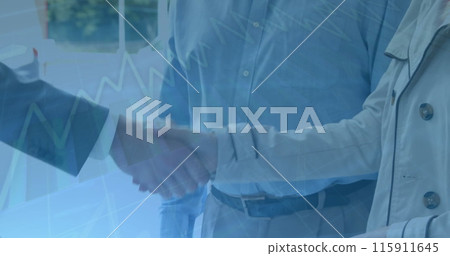 Image of financial data processing over diverse business people Image of financial data processing over diverse business people 115911645