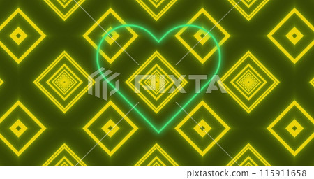 Image of shapes moving and heart over black background 115911658
