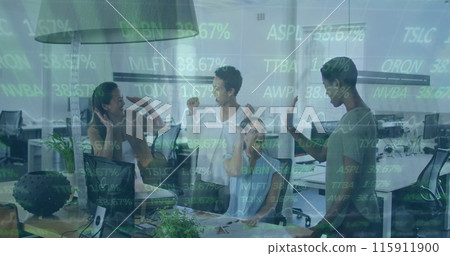 Group of businesswomen working together in office Group of businesswomen working together in office 115911900