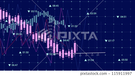 Image of financial data processing on black background Image of financial data processing on black background 115911997