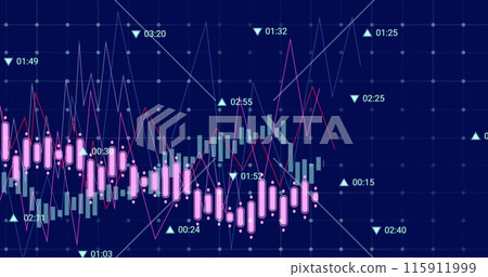 Image of financial data processing on black background Image of financial data processing on black background 115911999
