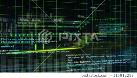 Image of financial data processing over cityscape 115912292