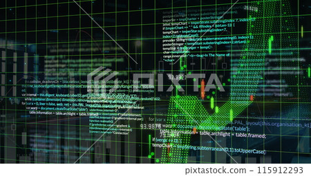 Image of financial data processing over cityscape Image of financial data processing over cityscape 115912293