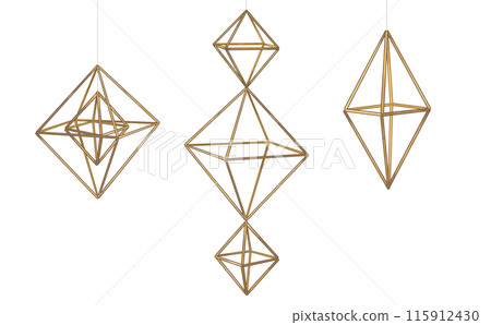 北歐傳統裝飾品 Himmeli 八面體移動插圖與輪廓 115912430