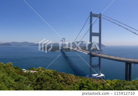 Kurushima Strait (Shimanami Kaido) as seen from Itoyama Observatory Kurushima Strait (Shimanami Kaido) as seen from Itoyama Observatory 115912710