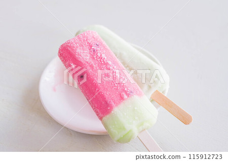 Watermelon ice cream and green ice cream 115912723