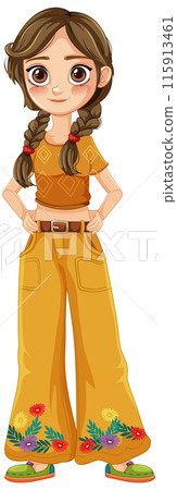 Cheerful Girl in Yellow Outfit Cheerful Girl in Yellow Outfit 115913461