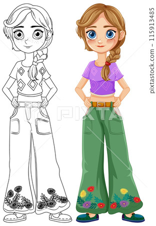 Colorful Girl Character Illustration Colorful Girl Character Illustration 115913485