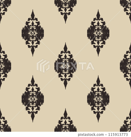 Ikat tribal Indian seamless pattern. Ethnic Aztec fabric carpet mandala ornament native boho chevron textile.Geometric African American oriental traditional vector illustrations. Embroidery style. Ikat tribal Indian seamless pattern. Ethnic Aztec fabric carpet mandala ornament native boho chevron textile.Geometric African American oriental traditional vector illustrations. Embroidery style. 115913773