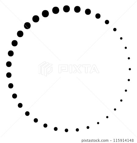 Dotted Circle Border Wreath. Simple Black Round Frame Element. Vintage Decoration Illustration. Isolated Black Dot Icon. Decorative Round Shape Graphic. Vector illustration Dotted Circle Border Wreath. Simple Black Round Frame Element. Vintage Decoration Illustration. Isolated Black Dot Icon. Decorative Round Shape Graphic. Vector illustration 115914148