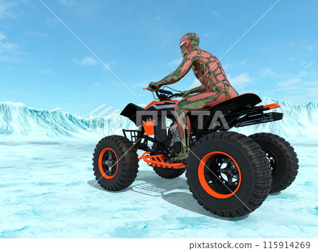 Cyberman riding a four-wheeled buggy 115914269