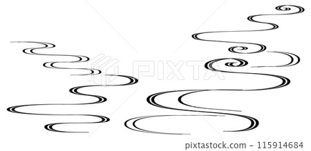 Monochrome flowing water ripple frame illustration Japanese style ripple auspicious pattern 115914684