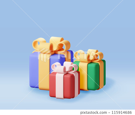 3D gift box pile isolated 115914686