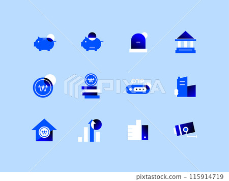 Blue Grain Icon Set Finance Blue Grain Icon Set Finance 115914719