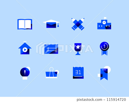 Blue Grain Icon Set Education 115914720