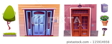 House front door and outside porch cartoon vector House front door and outside porch cartoon vector 115914938