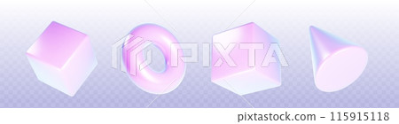 3D set of holographic geometric objects 115915118