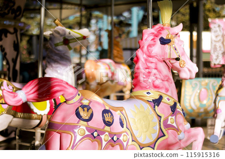 A merry-go-round at an amusement park 115915316