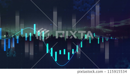 Image of financial data processing over cityscape Image of financial data processing over cityscape 115915534