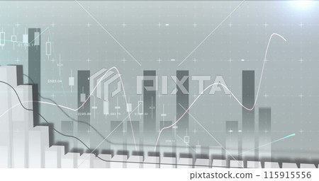Image of financial data processing over grey background 115915556