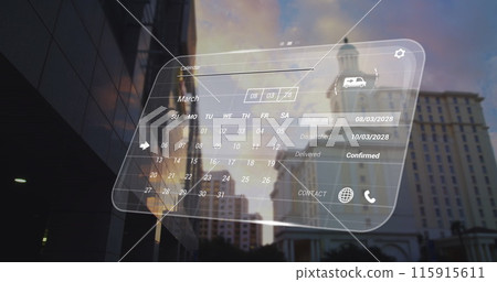 Image of digital interface with data processing over cityscape Image of digital interface with data processing over cityscape 115915611